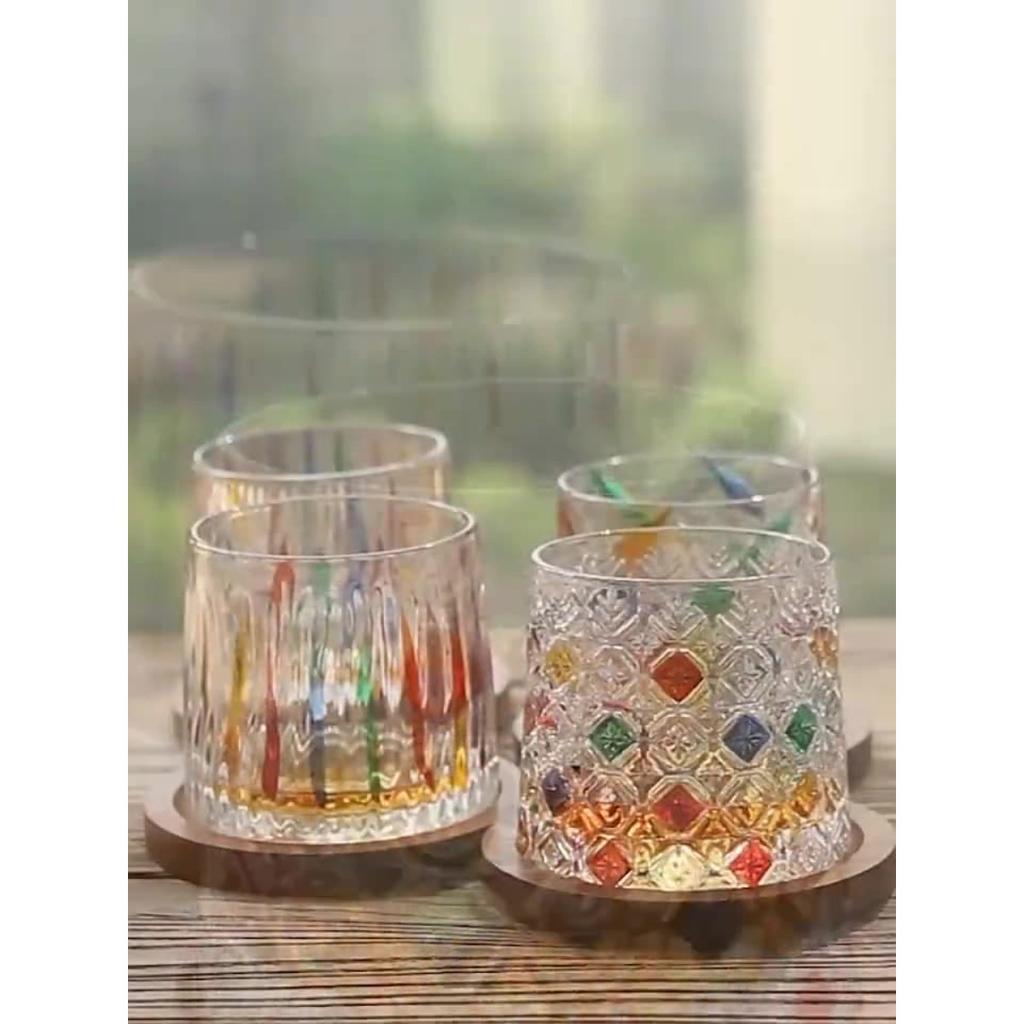 Hand Painted Rotating Whiskey Glass Set Stress Relief Creative Beer Wine Cups for Home Bar