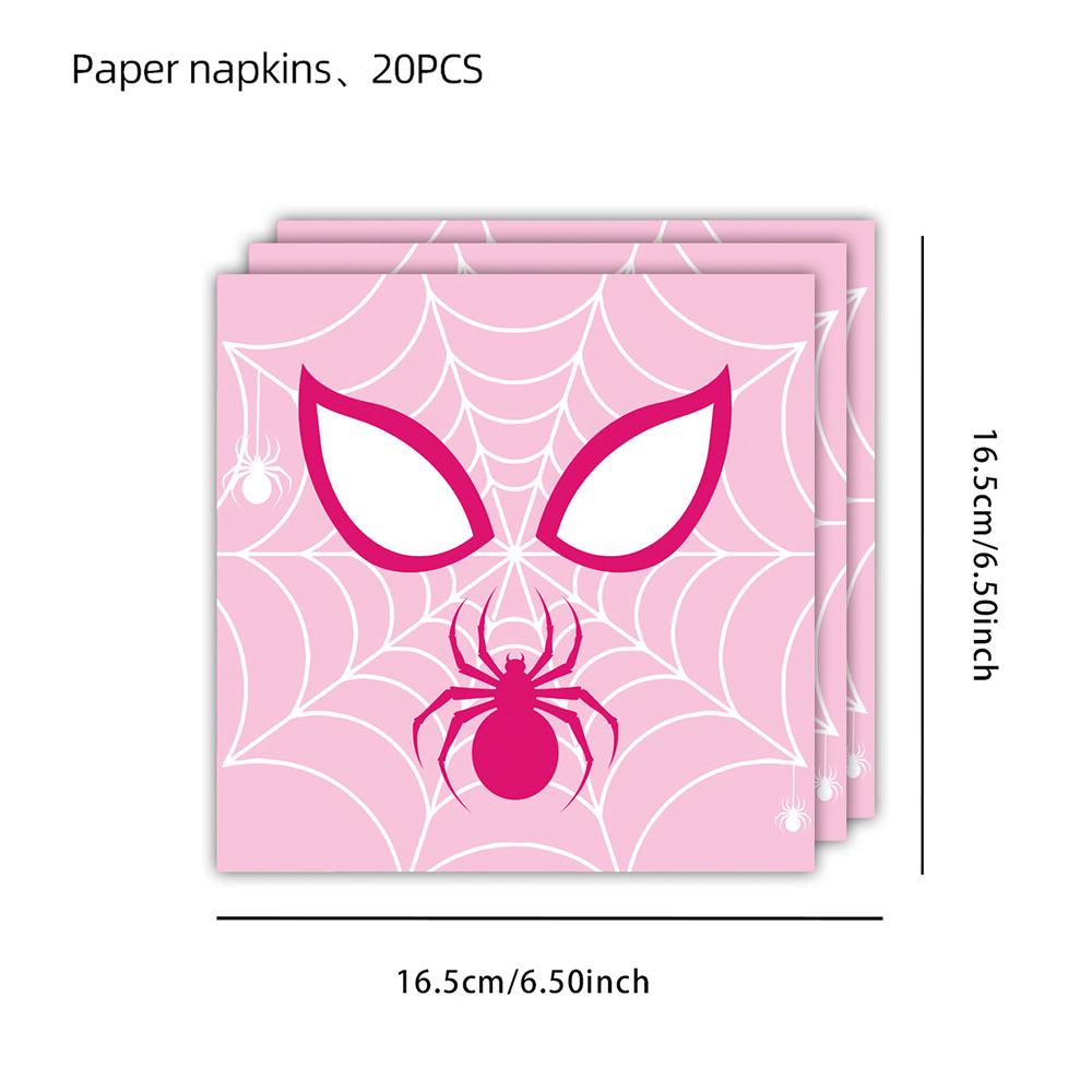 51-teiliges rosa Spinnen-Party-Geschirrset mit Tischdecke, Tellern, Bechern, Servietten