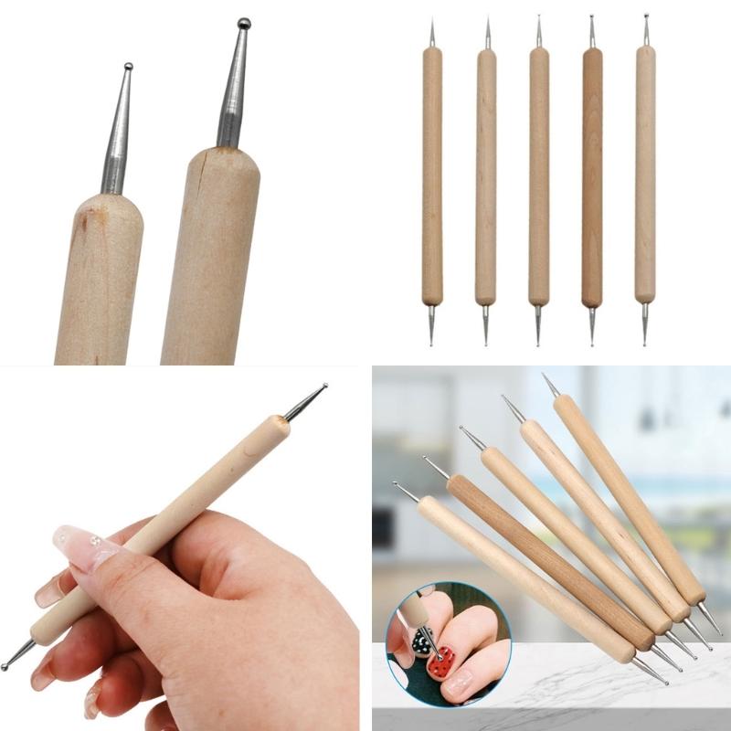 5 Pcs Clay Carving Tool Embossing Pen Dotting Pen with Two Ends Nail Art Pen for Embossing Pattern Clay Sculpting