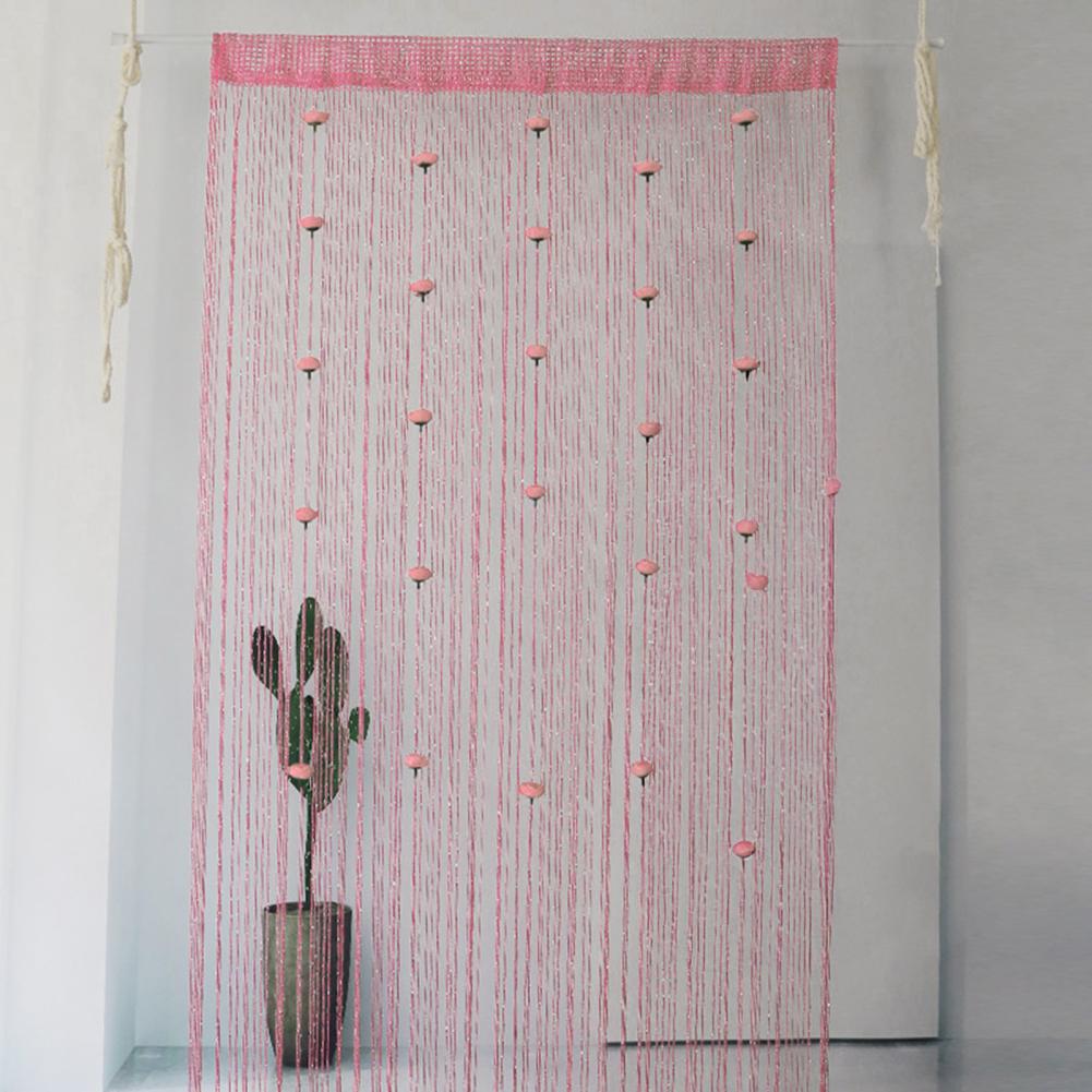 Door String Curtain Wall Panel Fringe Tassel Room Divider Blind Tassel Screen with Roses for Home Window Bedroom Decoration