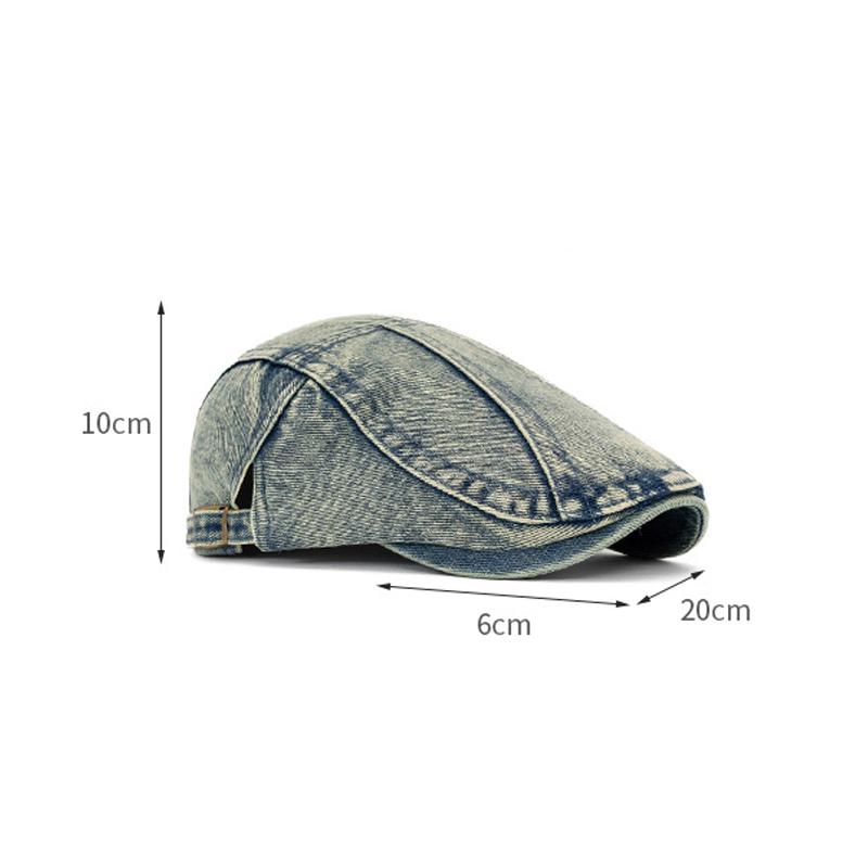 Vintage Denim Beret Women British Newspaper Boy Progressive Cap Solid Color Peaked Cap for Men