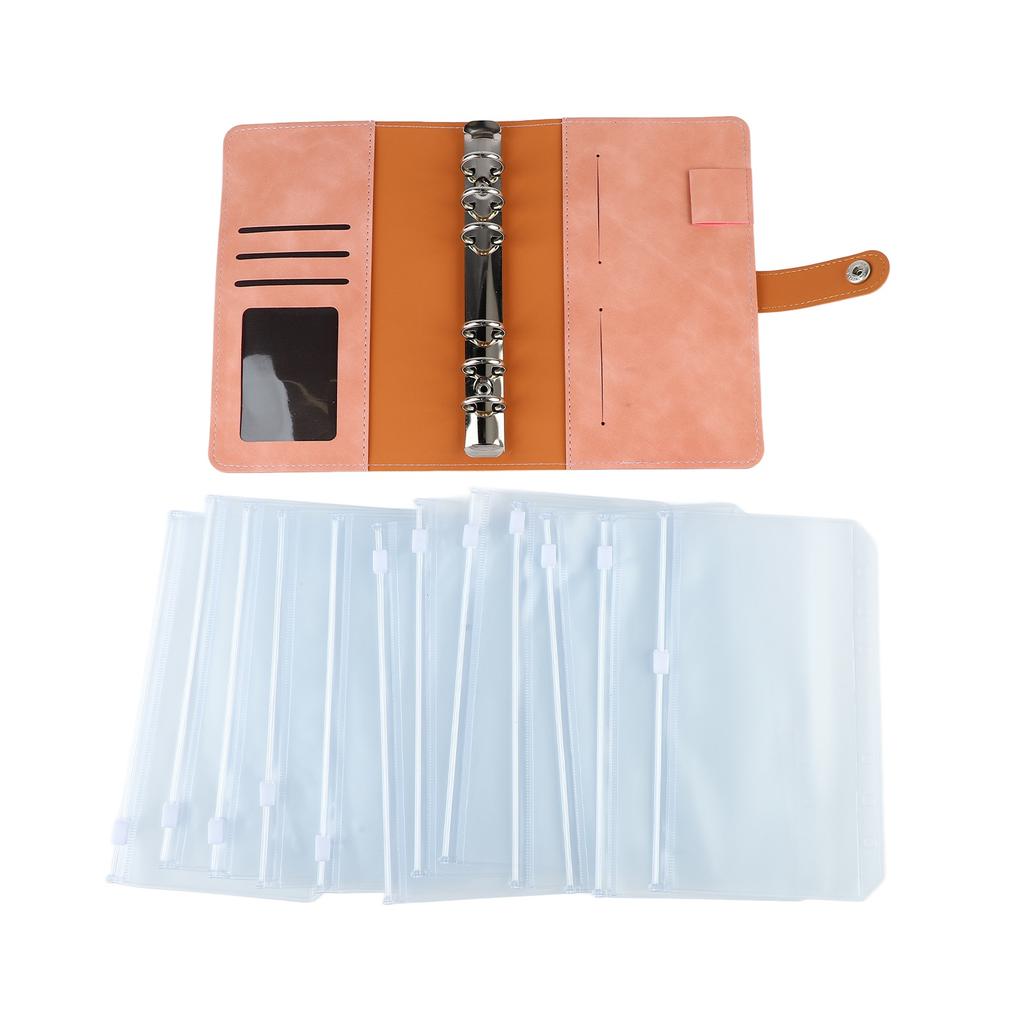 Levný pořadač A6 s více kapsami Nerezové kroužky PU kožený obal Portfolio pořadač pro