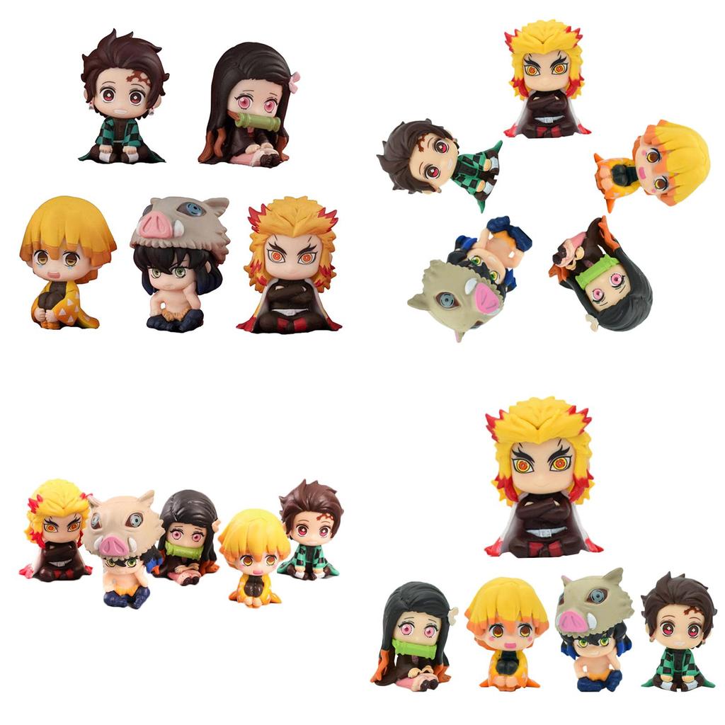 Adorable 5pcs Set Of Demon Slayer Doll Ornaments Including Rengoku Kyoujurou For Fans