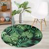 1pc Tropical Green Leaf Round Rug Flannel Soft Modern Living Room Chair Area Decor Non Slip Washable Jungle Botanical Floor Mat