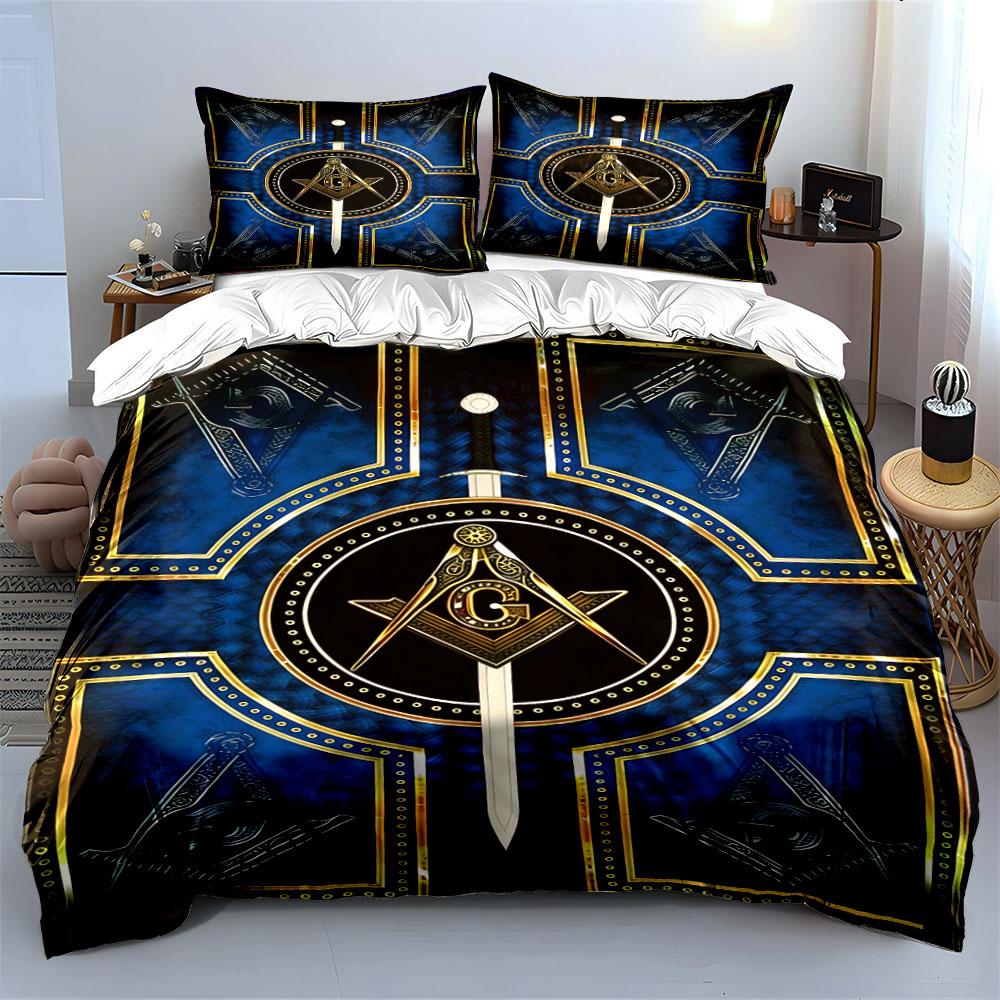 Masonic Decor Set Wall Hanging Multiple Sizes Kid'S And Adults' Bedroom Exquisite 3Pc Bedding Set, Gift