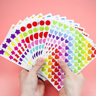 Colorful Scrapbook Stickers 20 Sheets Dot Heart Letter Nember Star Self-adhesive Cute Reward Stickers Fun Gift for Boy Girl ZYF