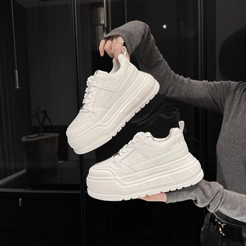 Drinking milk sheepskin home heightening casual little white shoes women's spring new versatile thick baseplate shoes women