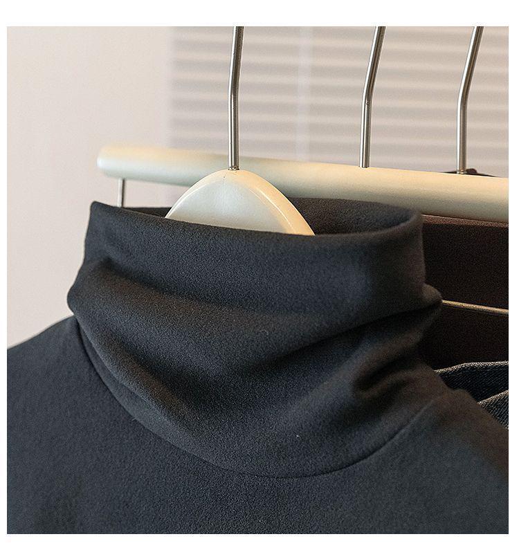 Plus Size German Velvet Lace Long Sleeve High Neck Top - Women's Slimming Autumn Winter Outerwear Shirt