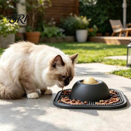Slow Feeder for Soft Food Dog Bowl with Lick Mat Non-Slip Interactive Anti-spill Rolling Ball Silicone Licking Toy Liquid And Thick Treat Dogs