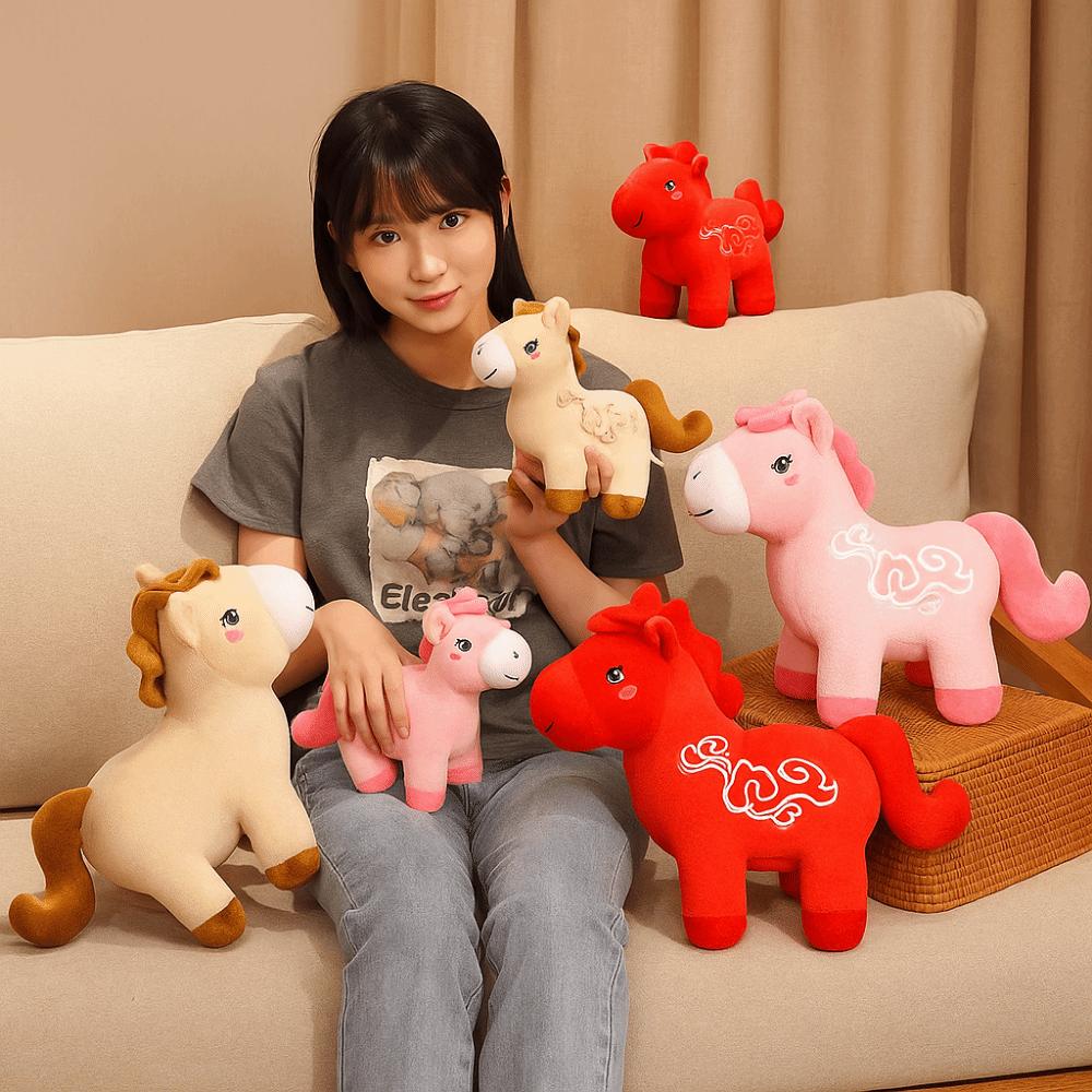 Letter Print Plush Horse Doll Soft Stuffed Horse Stuffed Animal Zodiac Horse Figurine  Car Decor