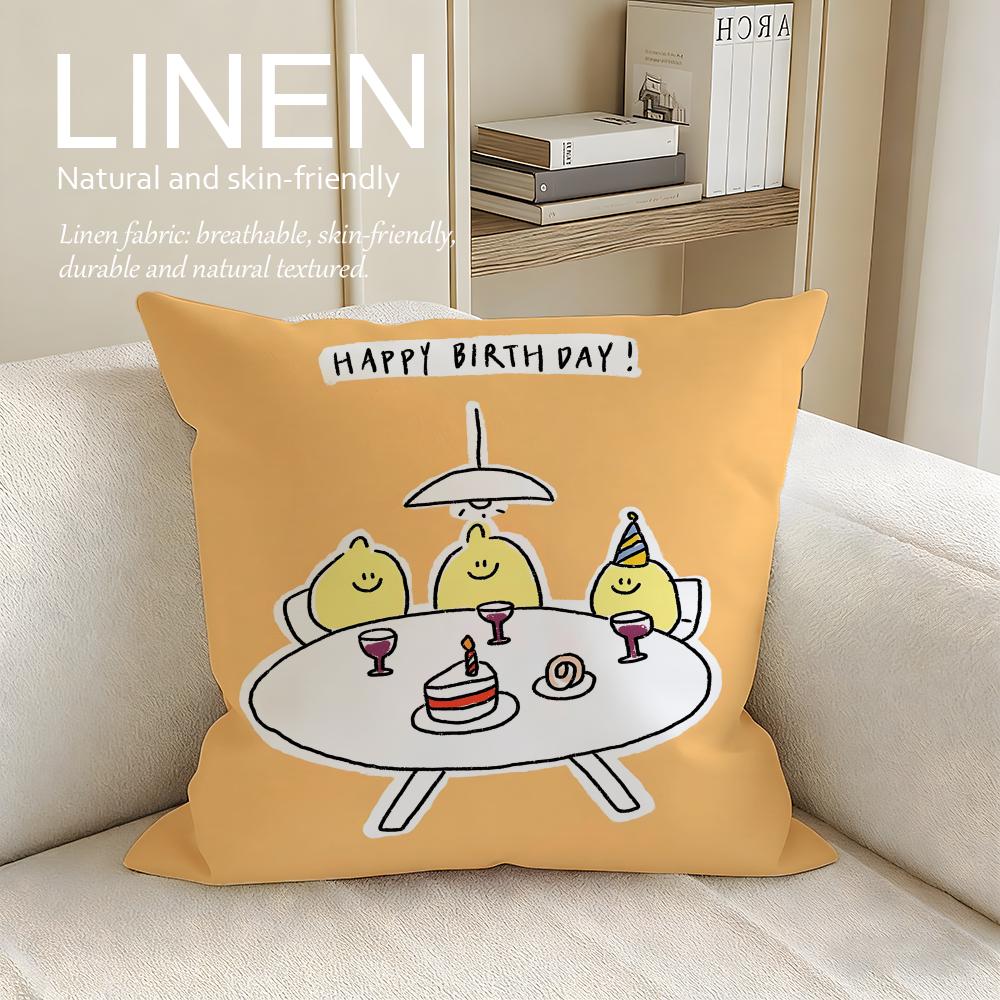 Cute Second Morning Cushion Cover Linen Decorative Pillowcase Set Pcs x x x Breathable Washable Sofa Cushion Cover