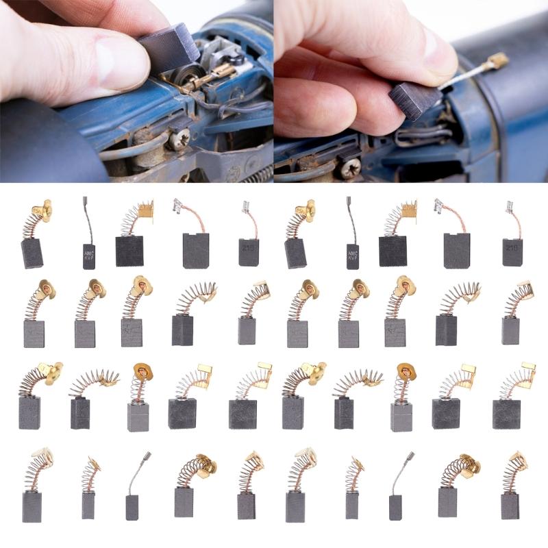 Electric Motor Carbon Brushes 40Pcs 10 Different Models Carbon Brushes Maintenance Carbon Brush Motor Replacement