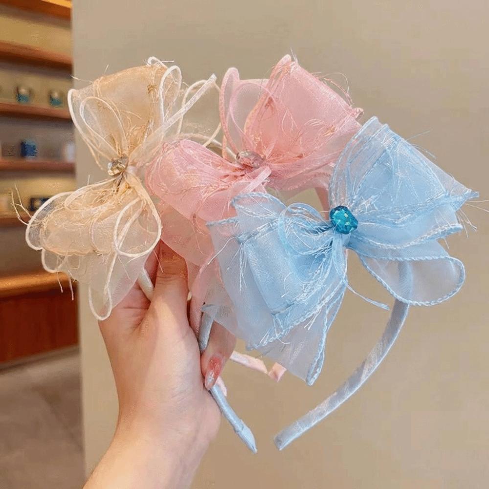 Solid Color Sparkling Bow Hairband Rhinestones Kids Hair Accessories  Children Accessories