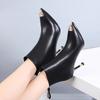 Short boots women's 2026 new rhinestone Korean version versatile fashion back zipper slim heel women's shoes