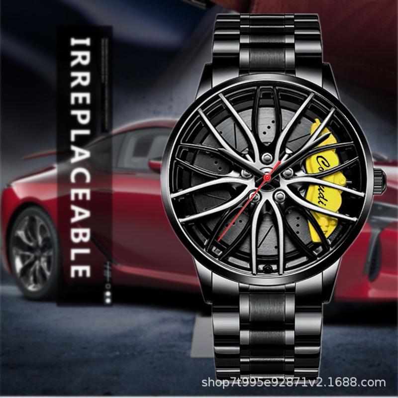 Fashion Luminous Watch Men's Hollowed Out Car Wheel Hub Business Waterproof Quartz Luxury Clock Wristwatch Sports High Quality