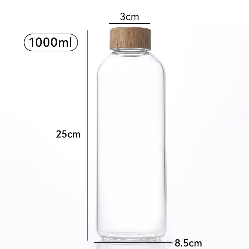 1pc Borosilicate Glass Bottle with Stainless Steel Lid & Bamboo Lid - Leak-Proof High-Temp Resistant Drink Container Glass Jar