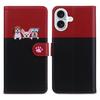 Cartoon Pet Series for iPhone 16 Plus Wallet Phone Case Splicing Leather Flip Cover