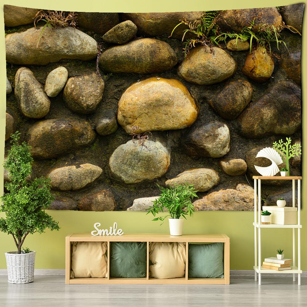 Nordic Marble Tapestry Simulate Floor Ceramic Tile Printing Decor Home Farmhouse Wall Decoration Multicolor Stone Brick Blanket