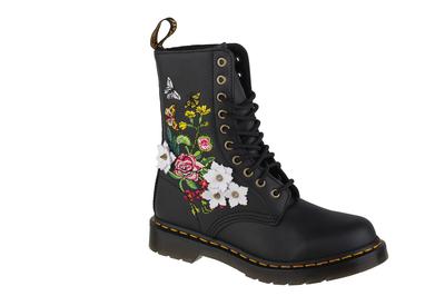 1490 Floral, Womens Black Bovver Boots