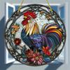 2D Flat Farm Rooster Acrylic Round Decoration Sign, Floral Design, Home Decor Plaque Hanging Wall Art Decorative Garden Decoration for Room Door Signs