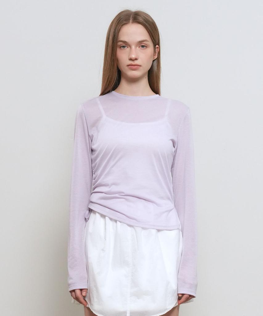 GENERALIDEA Shirred Long Sleeve T-Shirt [Lavender] / Gf2Lts517