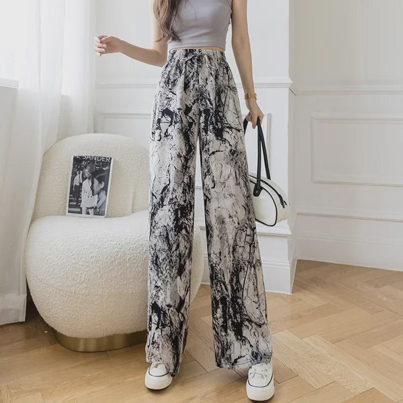 

Жіночі широкі брюки в клітчасту клітку Ice Silk 2023 року – колекція весна/літо/осінь One Size (80-145 jin)