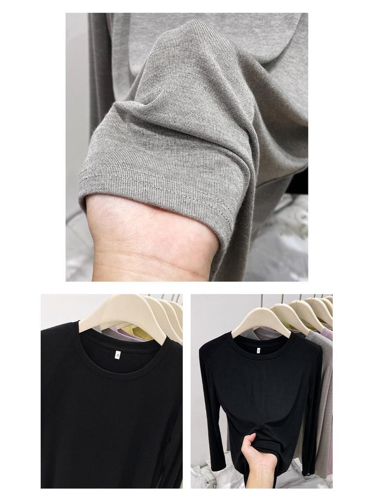 Damen Modal Weich Langarm Schlankmachendes Basisschicht T-Shirt für Frühling 2025