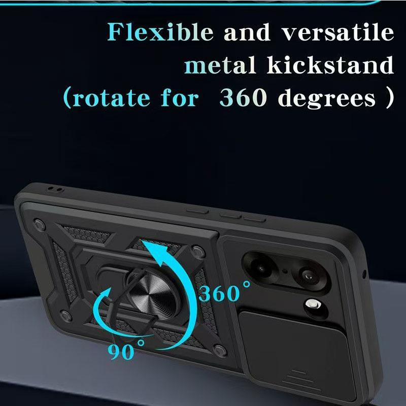 Wytrzymałe etui Armor z przesuwaną osłoną aparatu i pierścieniem magnetycznym obracanym o 360 stopni na PC+TPU dla Oneplus 15 15R, odporne na wstrząsy klasy wojskowej