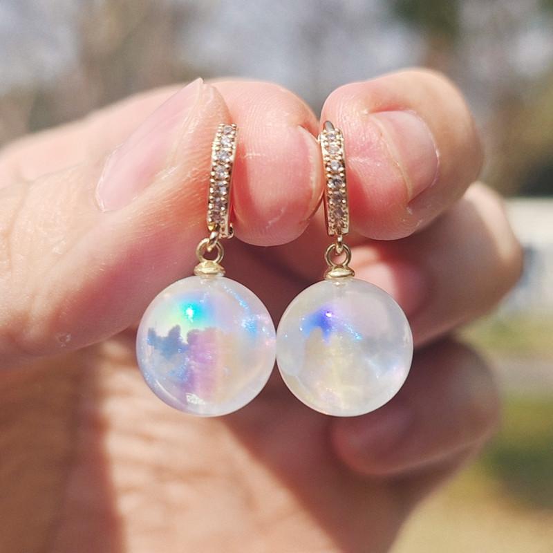 Coreeană la modă, alb, strălucitor, rotund, imitație de perle, cercei cu picătură pentru femei, cercei cu zircon, bijuterii, accesorii de petrecere