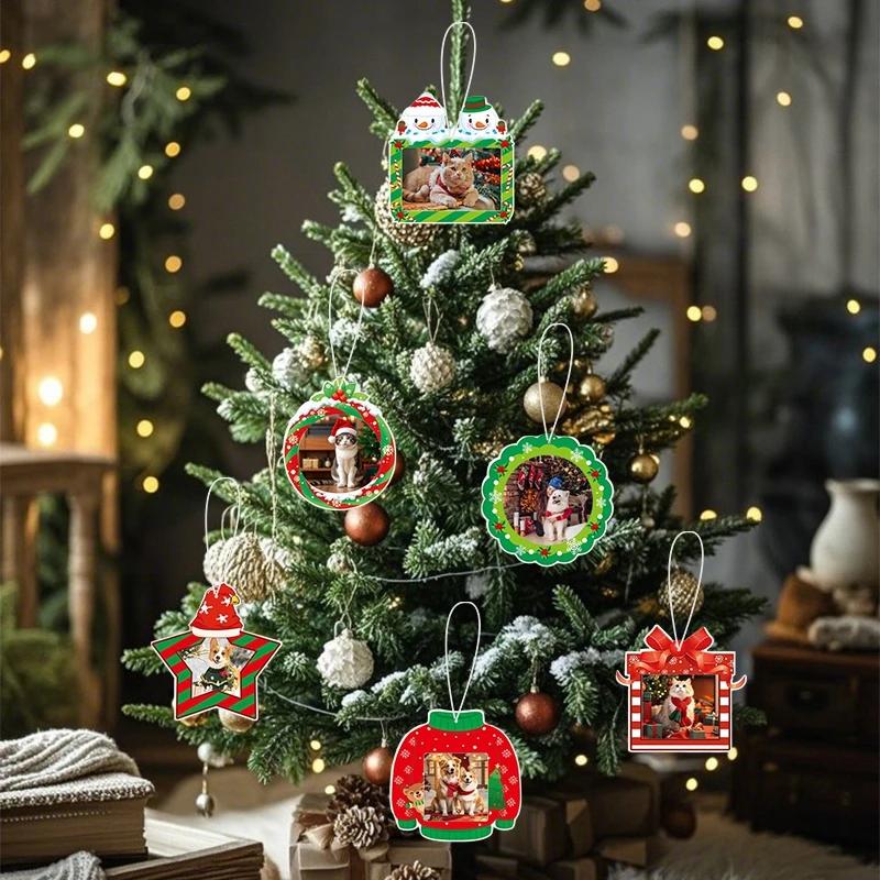 Christmas DIY Paper Pendant 2026 Hanging Pendant Photo Frame for Christmas Decoration Xmas Ornaments Navidad  New Year Gift