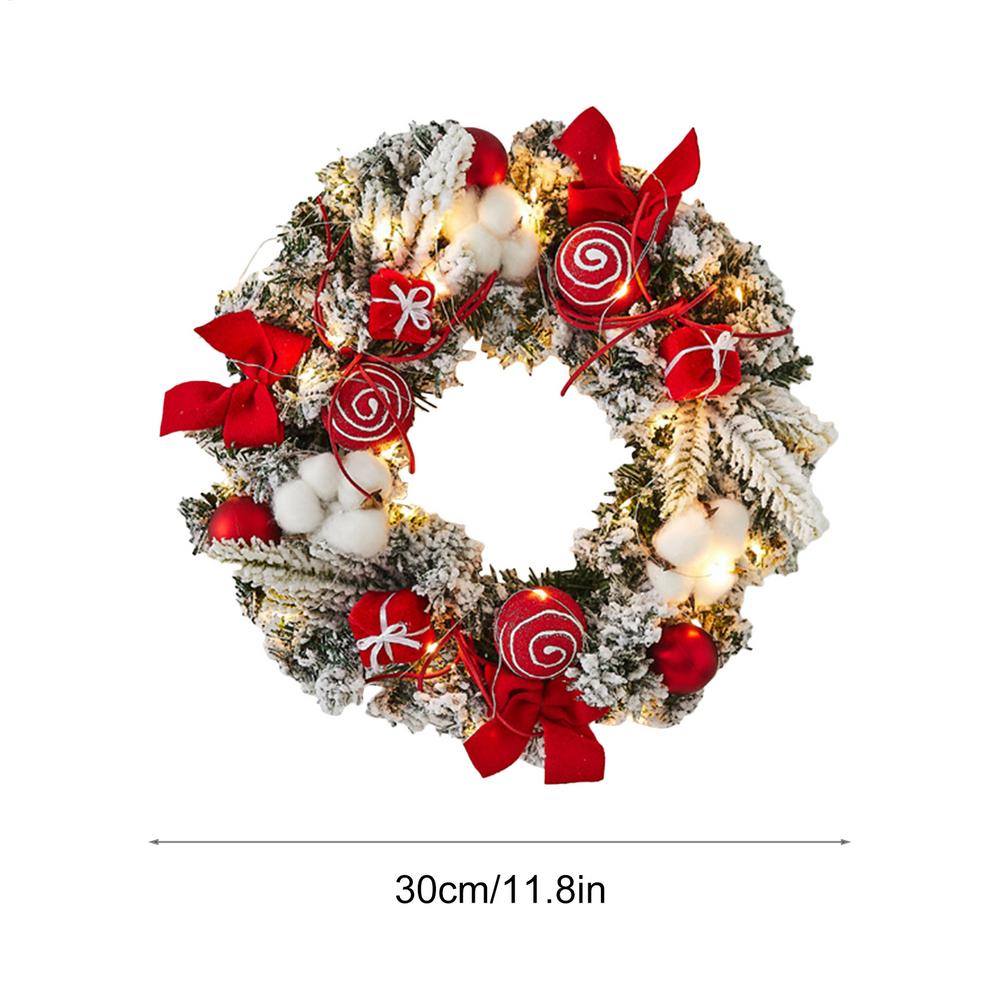 Christmas Wreath with Light Christmas Garland Decorations Festive Garland Lighted 11.8Inch Wreath for Wall Winter Indoor Holiday