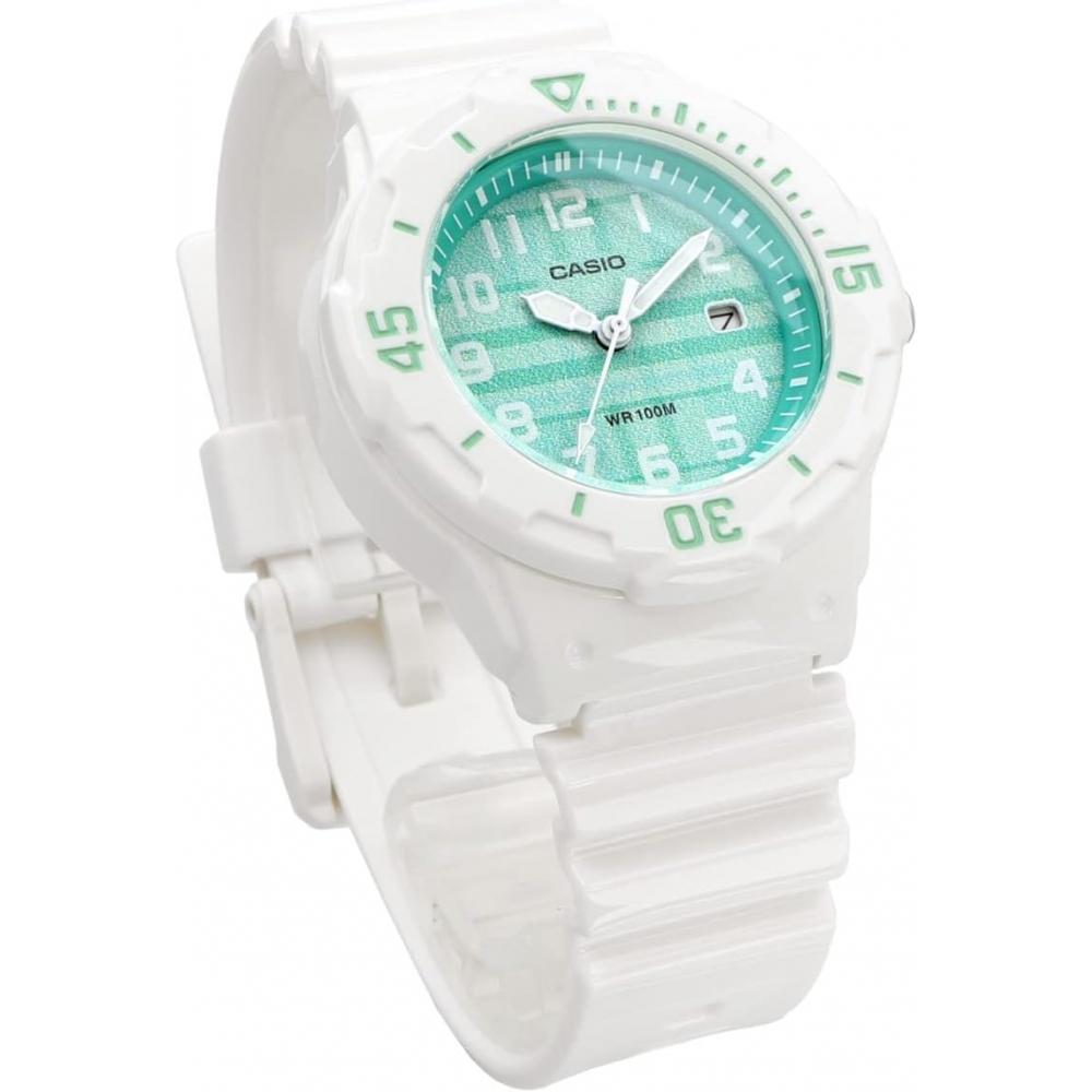 CaSio Women S Analog Watch gloSS White   Green Check Lrw 200h 3cv