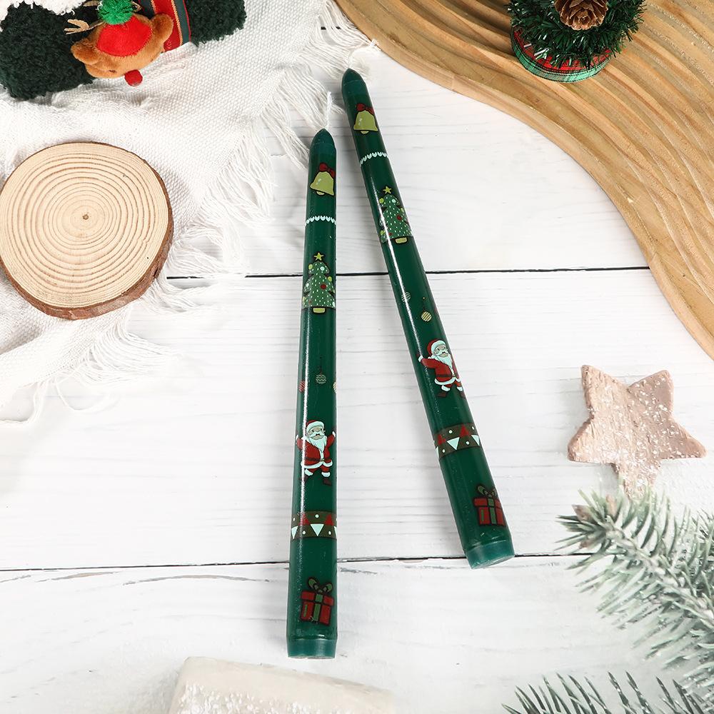 Christmas Colorful Cone Rod Printed Long Rod Candle Home Romantic Cone Rod Wax Festival