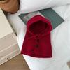 Korea Winter Hats and Scarf Set with Botton Scarf Balaclava Hat Warm Neck Set Women Knitted Wool Pullover Hat Gothic Y2k