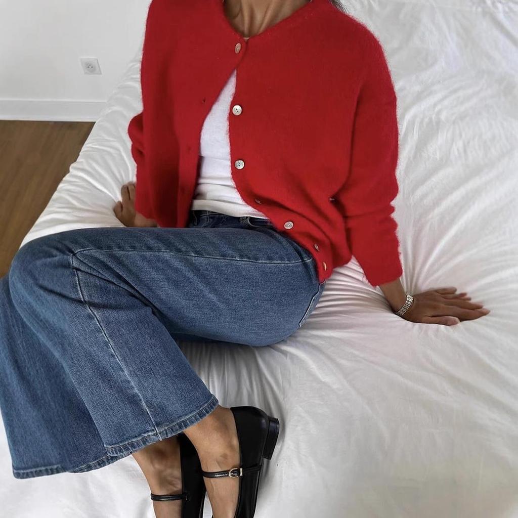 Dámský podzimní zimní měkký pletený kardigan vintage svetr