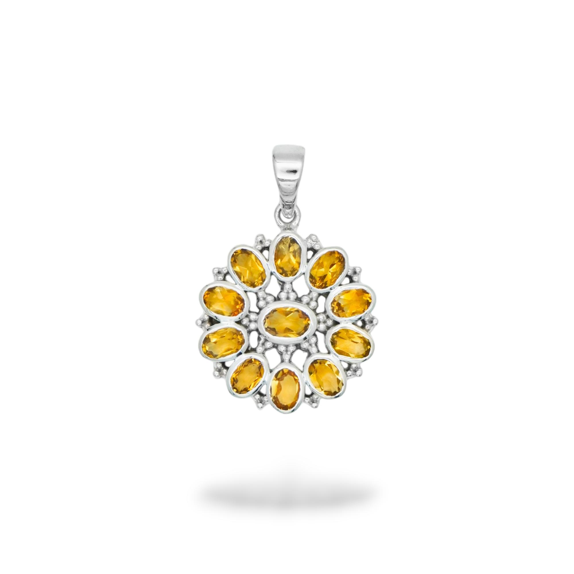 

Citrine gemstone Flower pendant 92.%5 sterling silver zivori jewelry yellow gemstone pendant for her чорний