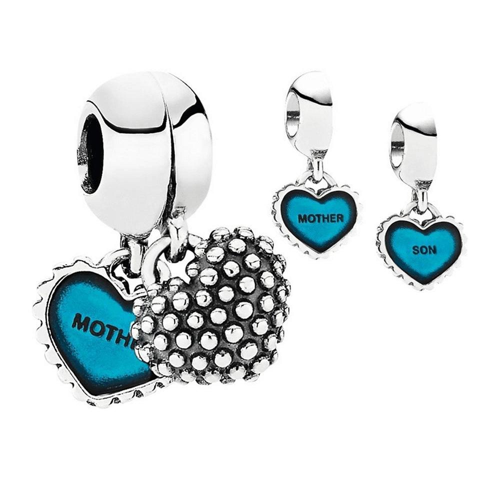 Charm-Anhänger „Familie immer umkreist“ aus S925er Silber „Love Mum“ Serie für Damenarmbänder, Zubehör zum Selbermachen als Geschenk zum Muttertag