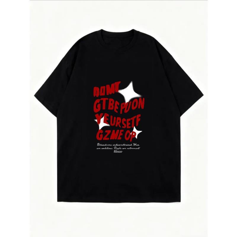 Weißes Oversized-T-Shirt mit rotem Text und Stern-Grafik für Freizeitkleidung