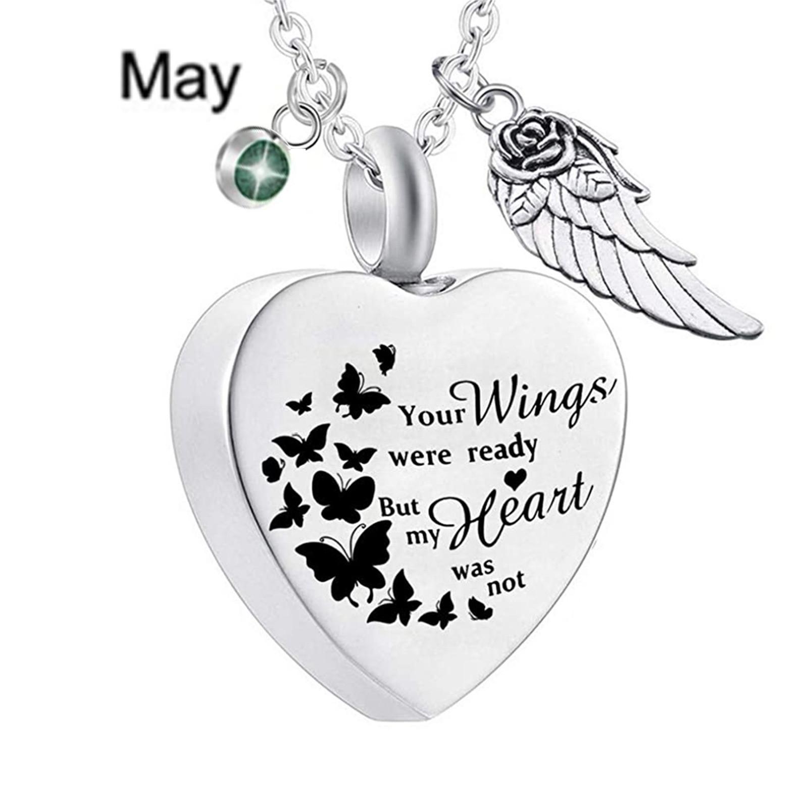 Heart Necklace, Birth Month Necklace With Birthstone, Birthstone Pendant Necklace One Size