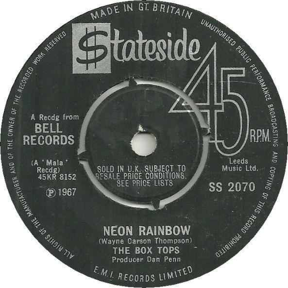 

7inch Record BOX TOPS Neon Rainbow SS207 Stateside 1967 UK Rock Used