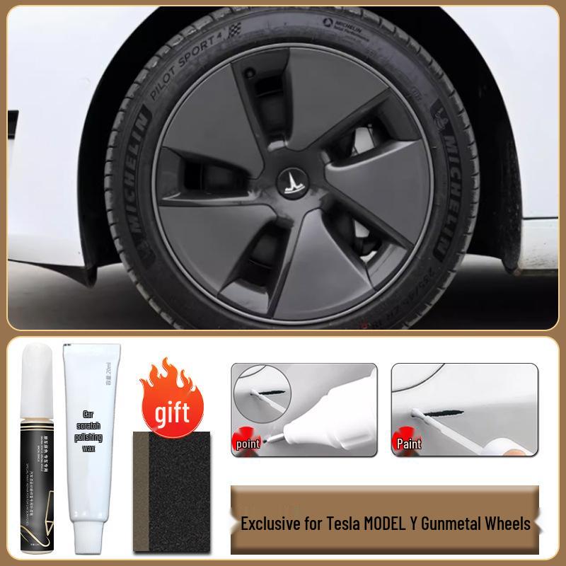 Pintura de retoque para arañazos en llantas Tesla Model Y, Accesorios de 19" y 20"