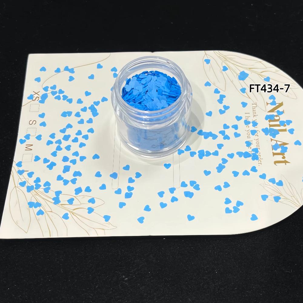 Fluorescent Heart Sequin Glitter: Iridescent, Solvent-Resistant Nail Art Powder 1g Net Content