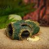 Gecko Versteck Fauler Baum Reptilien Versteck, Loch Aquarium Fisch Garnelen Harz Lebensraum Versteck Höhle, Unterschlupf für Becken Terrarium Dekoration Atmungsaktiv Haustier