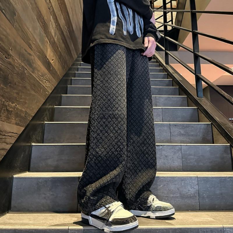 Nuovi Jeans da Uomo Stile Americano Retrò con Motivo a Stelle, Vestibilità Larga Dritta, per Primavera e Autunno