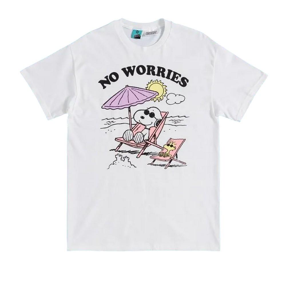 Peanuts Unisex Adult No Worries Snoopy Beach T-Shirt