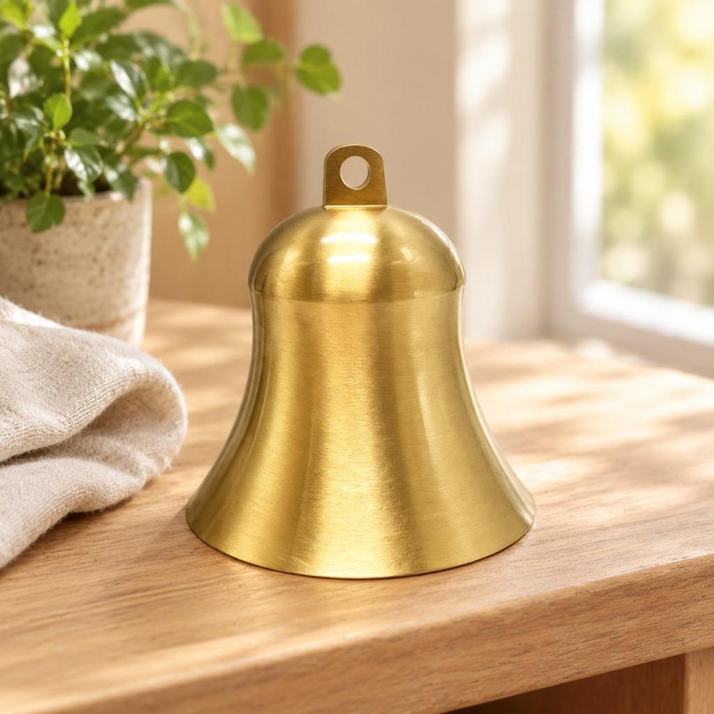 Brass Bell with Hanging Loop Decorative Internal Clapper Brushed for Entryway,