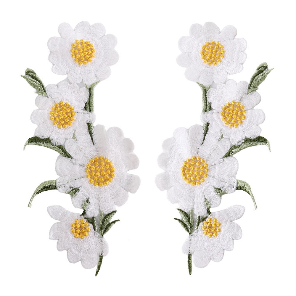 Daisy Flower Embroidered Patches Exquisite Elegant Clothing Applique Clothing Repair Vintage Clothes Patches Sewing
