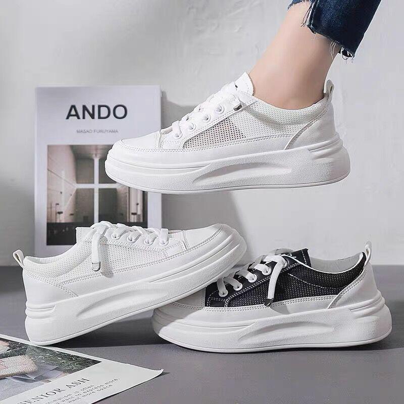 Little white shoes platform women's versatile shoes 2025 new spring mesh shoes breathable mesh flats popular women's shoes summer