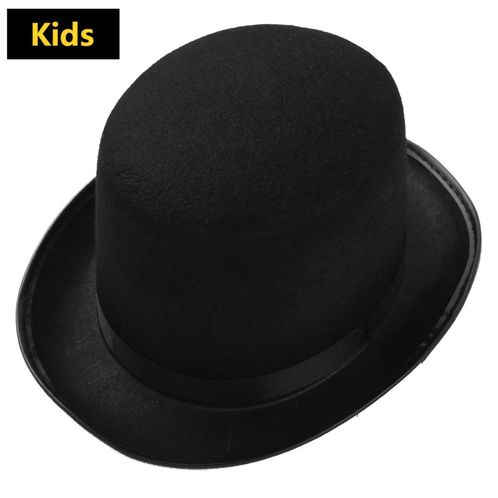 Unisex Black Felt Top Hat for Children and Adults Dress Up Accessory for Magician or Ringmaster Theme Party