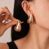 Elegant Metallic Water Drop Steel Needle Stud Earrings - Bold High-end Niche Design